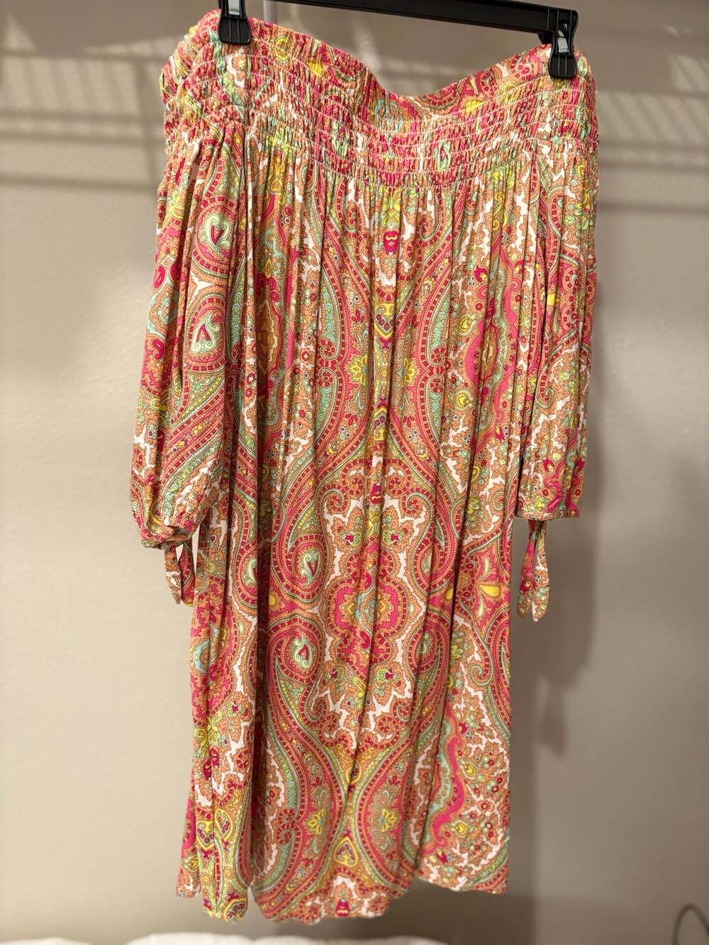 Laundry by Shelli Segal Women's Smocked Off-the-Shoulder Paisley Print Dress